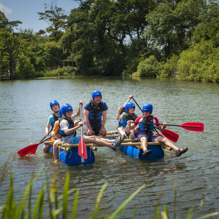 School group on a successful raft