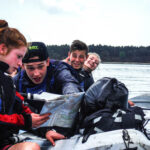 Checking the route for the kayaking trip