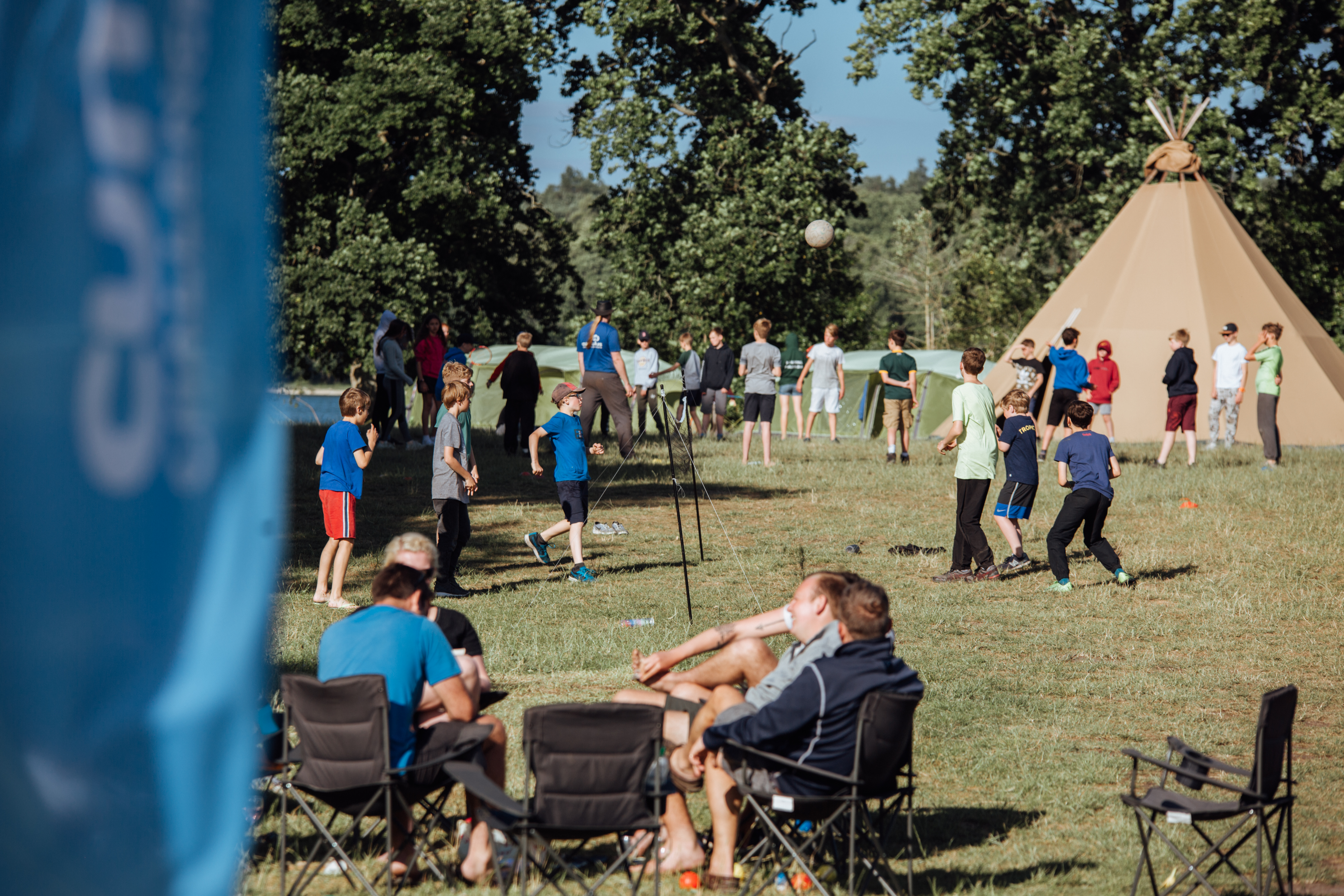 students playing at the campsite schools