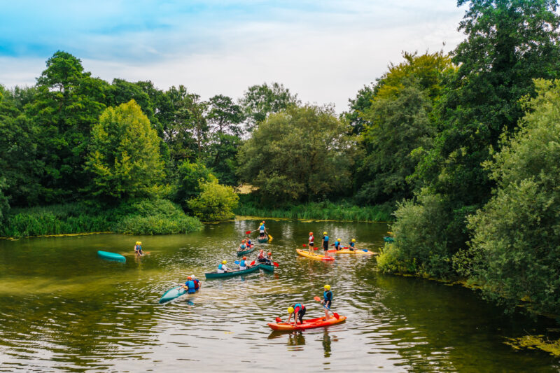 kayaking on a lake
