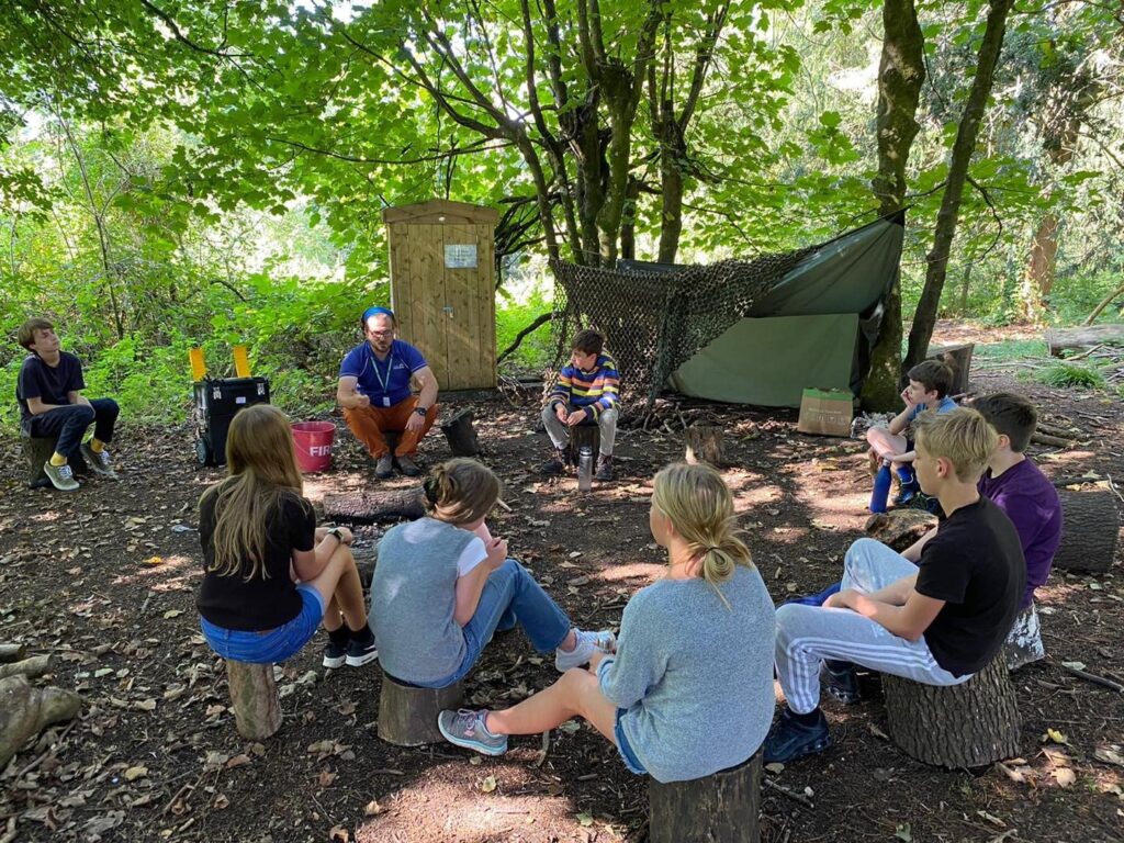 bushcraft session at hatherop school