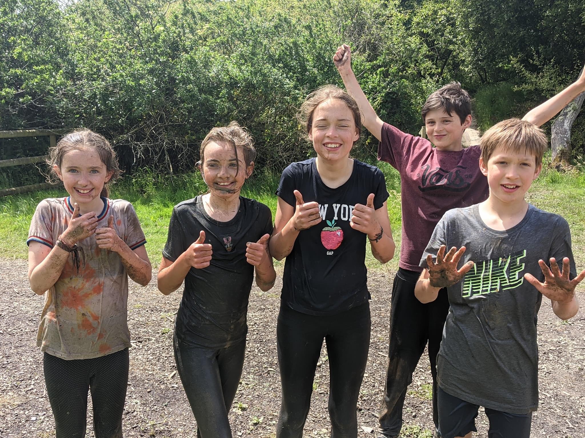school group at dorset mud trail