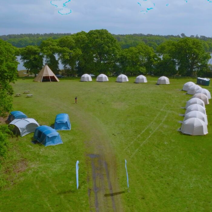 aerial view of cumulus outdoors tented village