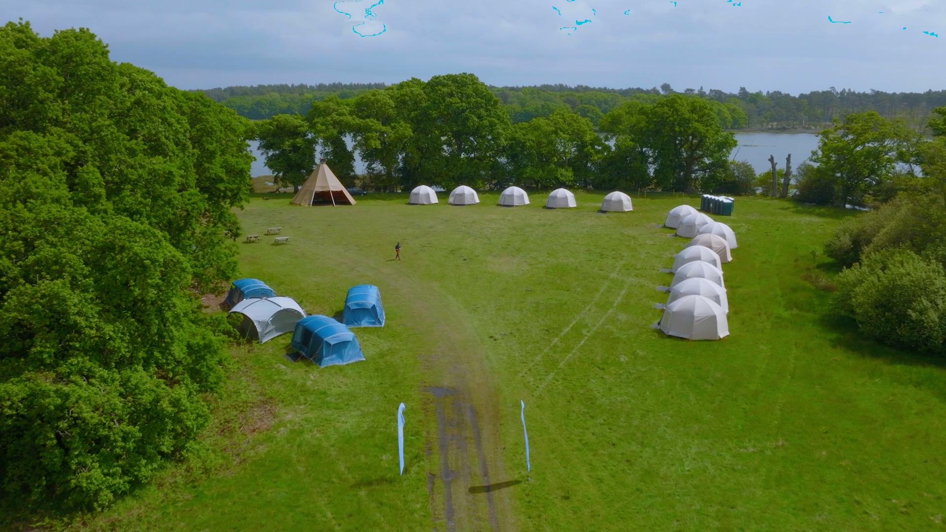 aerial view of cumulus outdoors tented village