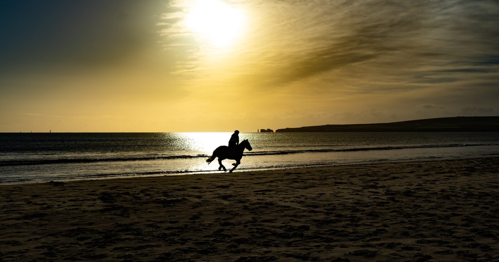 studland beach sunset horse riding